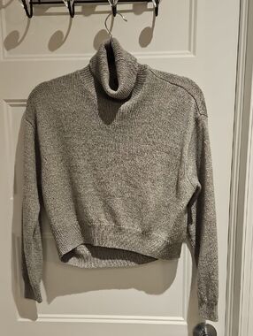 Divided Gray Cropped Turtleneck Sweater